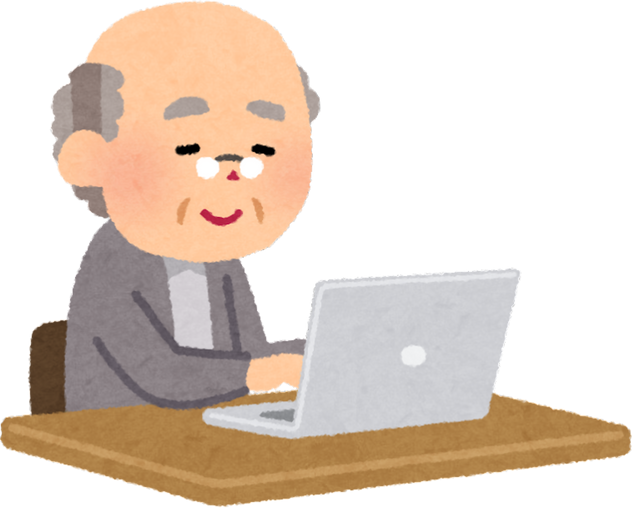 Illustration of Elderly Man Using a Laptop