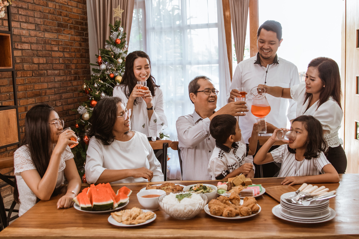 A Family Enjoying a Holiday Meal Together